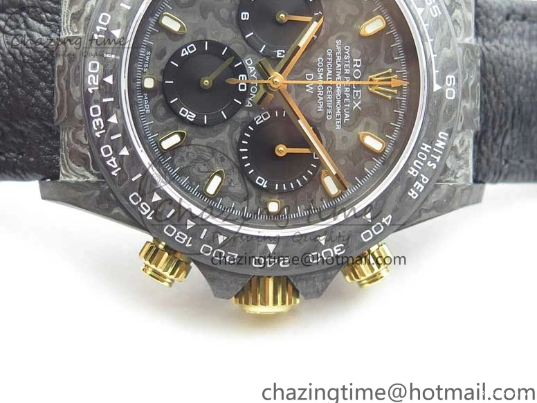 0210 Daytona DIW Carbon OMF Best Edition Carbon Dial on Black Leather Strap A Bright 2836